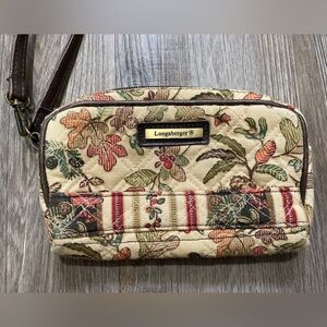 Longaberger Womens Quilted Brown Fall Leaves Floral Wristlet Pouch Wallet Zip